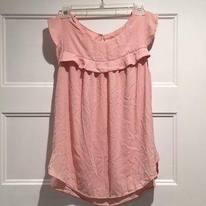 Pink flutter sleeve top